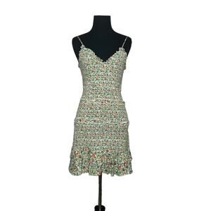 Oliviaceus green red sleeveless smocked mini dress size M